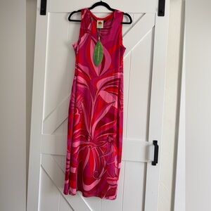 NWT FARM Rio Tulle Midi Dress Endless Summer Red L